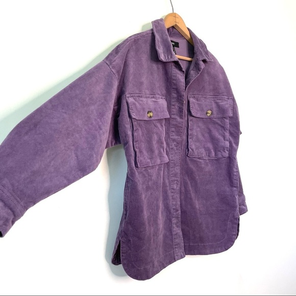 Forever 21 | Purple Oversized Velvet Button Down Jacket - Picture 5 of 7